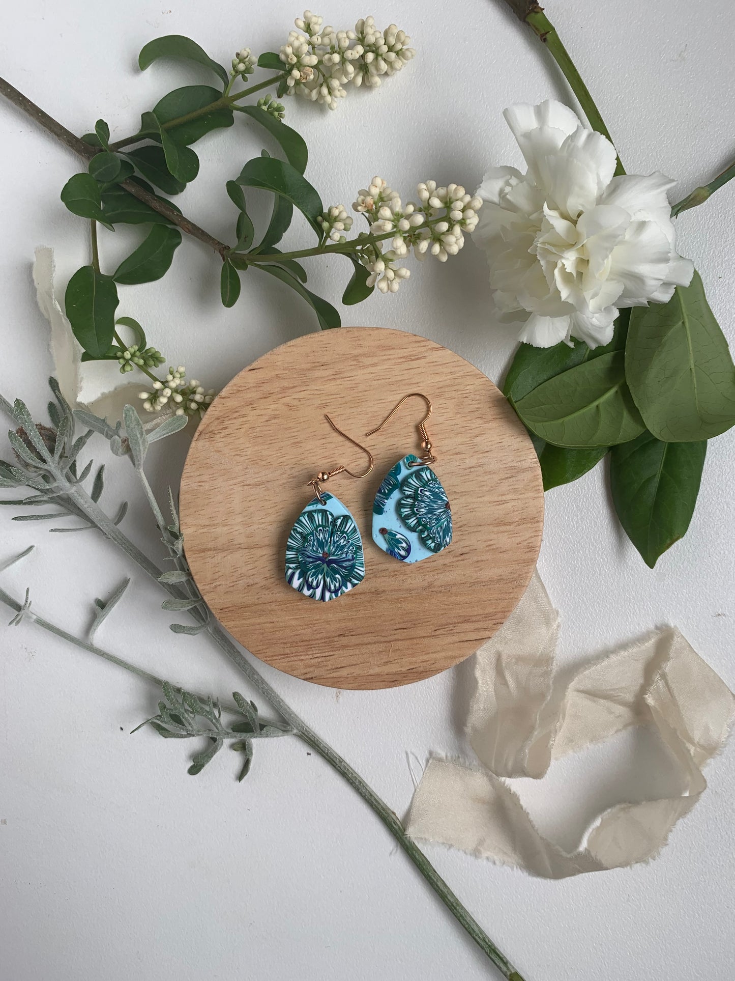 Earrings - peacock small shield