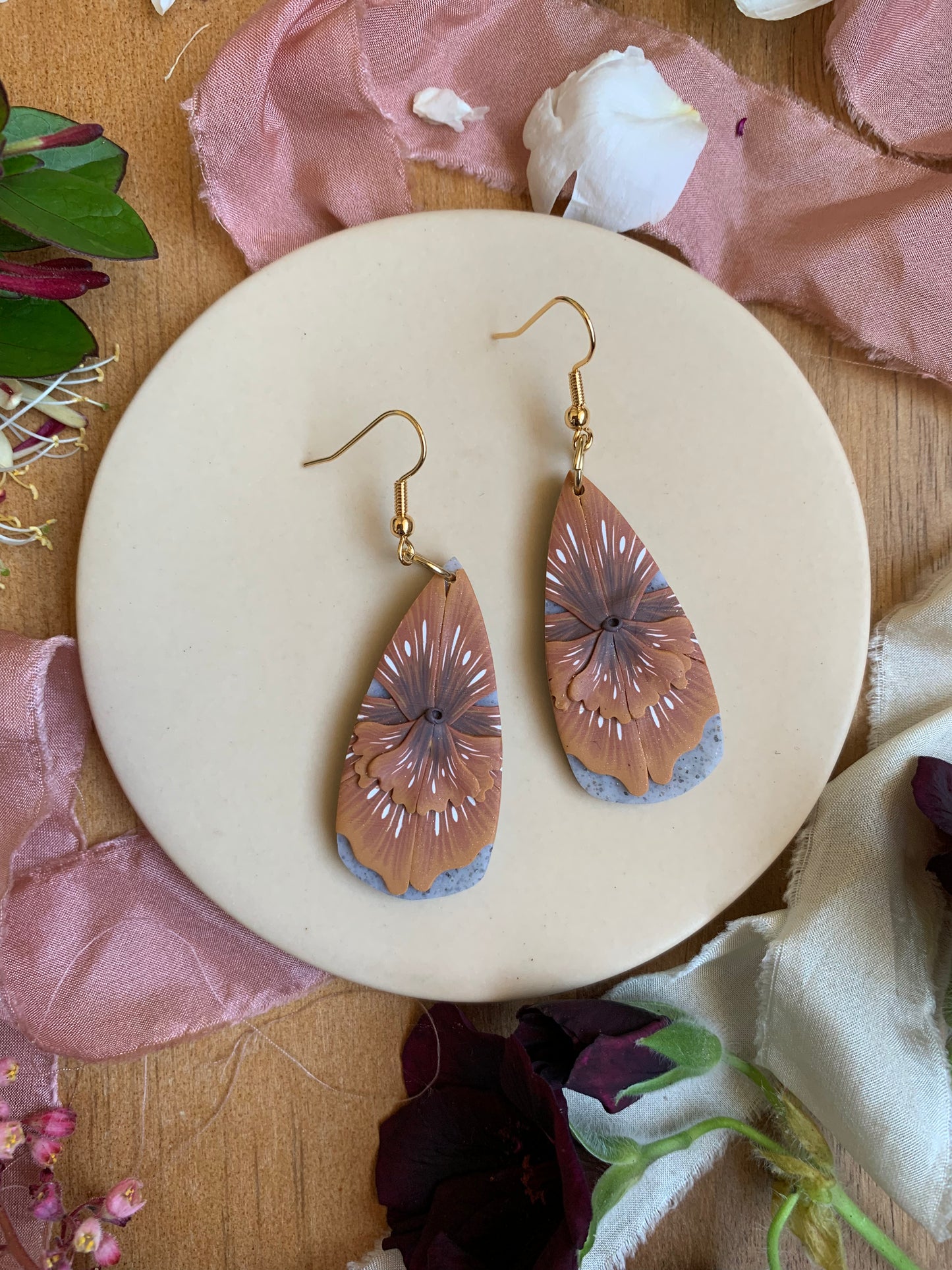 Earrings - tan