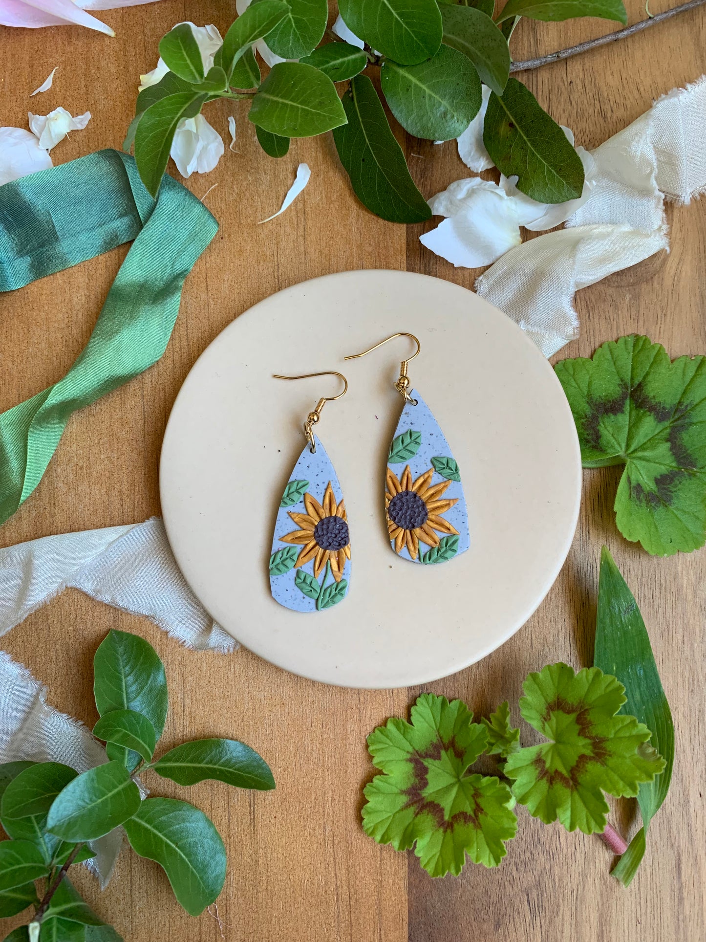 Earrings - sunflower spear