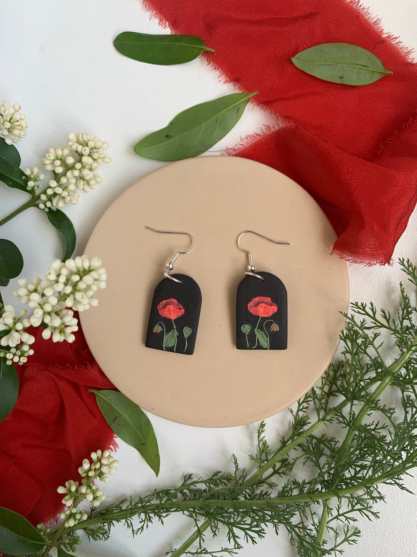 Earrings - poppy arch