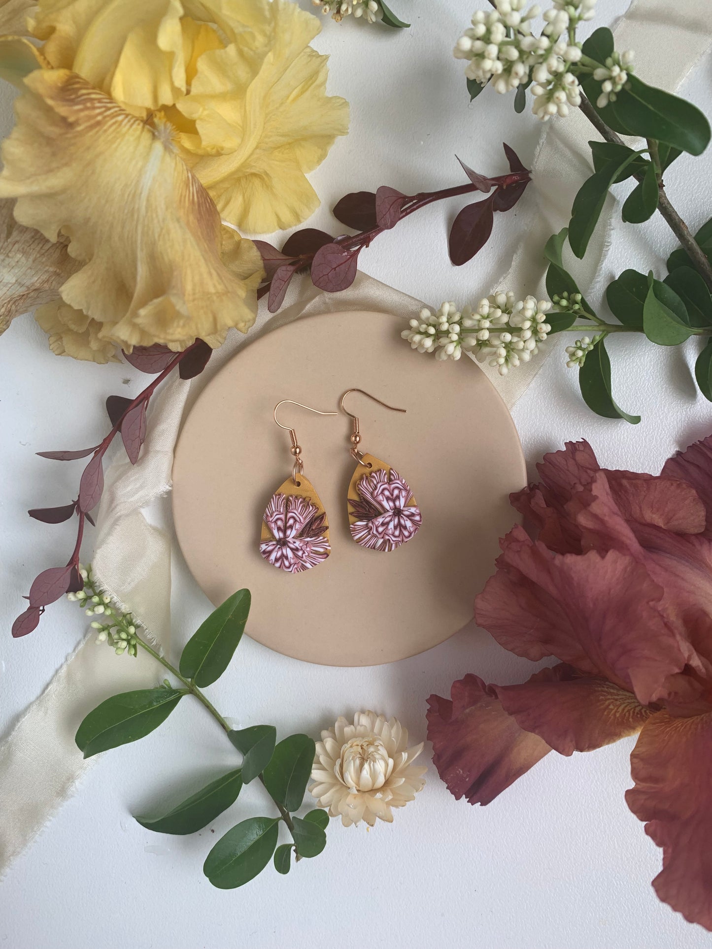 Earrings - mustard shield